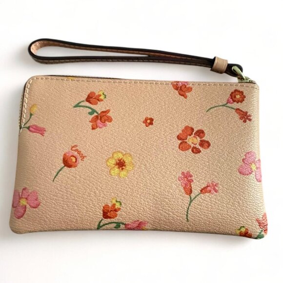 Coach Floral Wristlet in Cream and Red - Picture 3 of 4